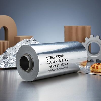 Steel Core Aluminum foil ID 76mm 152mm durable roll for kitchen baking and industrial packaging applications