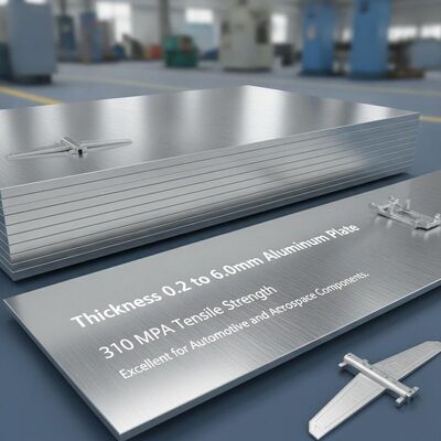 Kalınlığı 0.2 ila 6.0 mm Alüminyum plaka 310 MPa germe dayanıklılığını sağlar Otomotiv ve havacılık bileşenleri için mükemmel